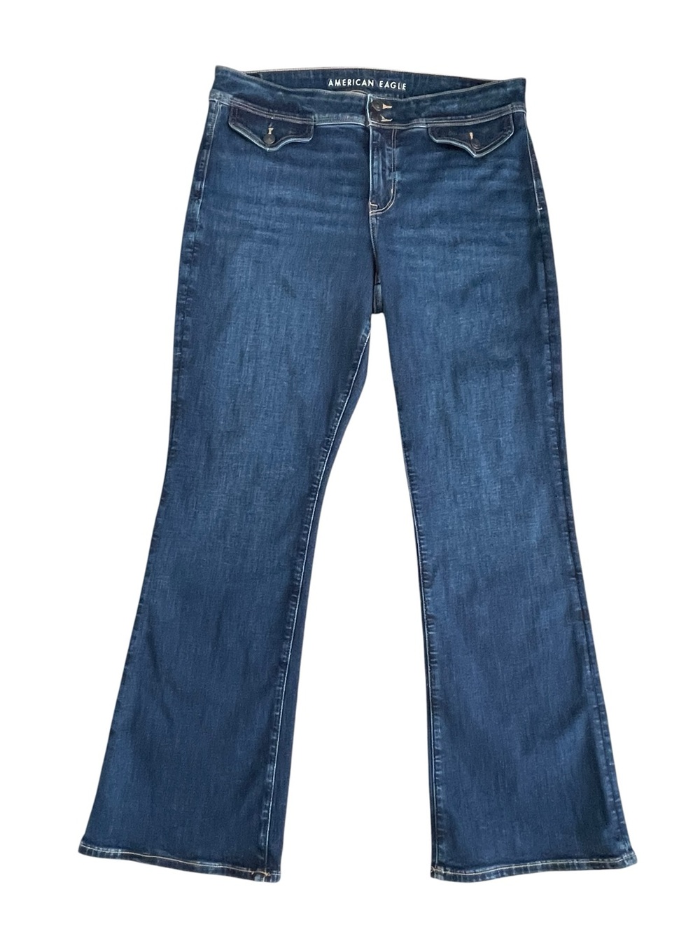 American Eagle Outfitters Women's Kick Bootcut Jeans Flap Pockets Size 16 Blue